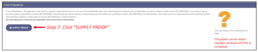 Supplying Proof of Residency Interface from the Medical Marijuana Use Registry