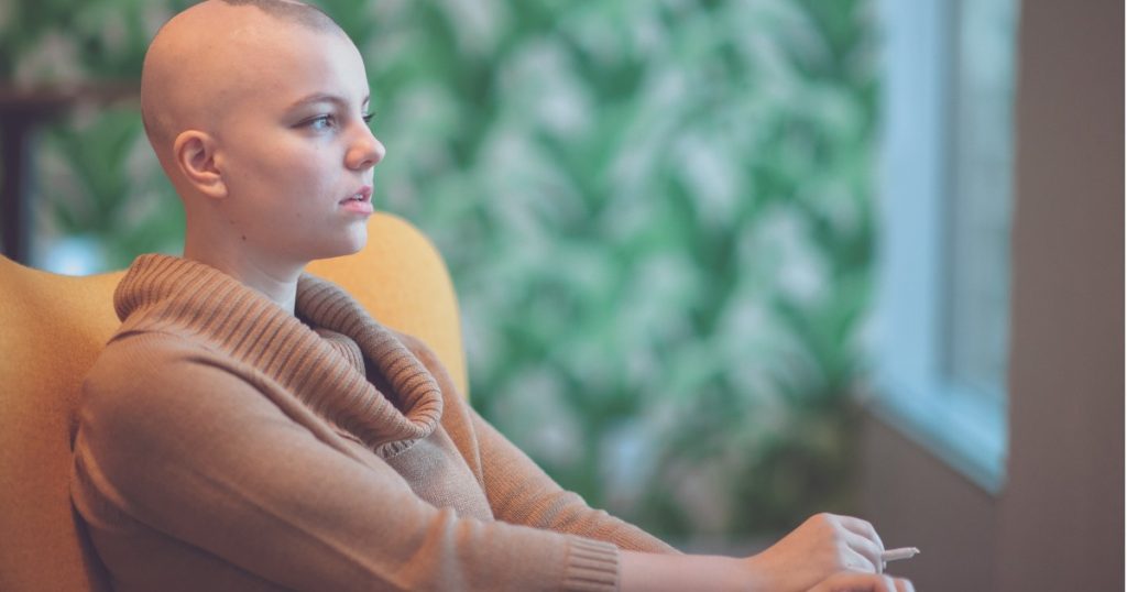 Woman After Chemo Smoking Joint